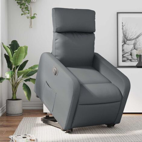 Relaxsessel mit Aufstehhilfe Elektrisch Grau Kunstleder vidaXL