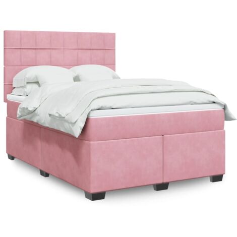 vidaXL Lattenrostbett mit Matratze Rose 140x200 cm Velours