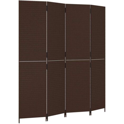 Paravent 4-tlg. Braun Poly Rattan vidaXL