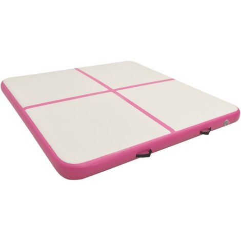 Aufblasbare Gymnastikmatte mit Pumpe 200x200x15cm PVC Rosa