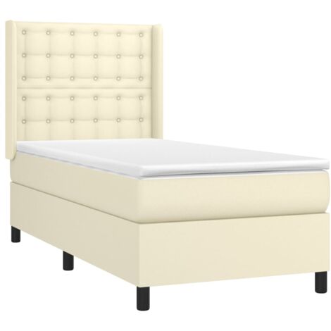 Boxspringbett mit Matratze & LED Creme 100x200 cm Kunstleder vidaXL (1/5)