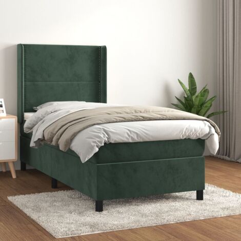 Boxspringbett mit Matratze Dunkelgrün 90x190 cm Samt vidaXL (1/5)