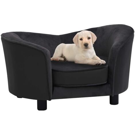 Hundesofa Schwarz 69x49x40 cm Plüsch und Kunstleder vidaXL