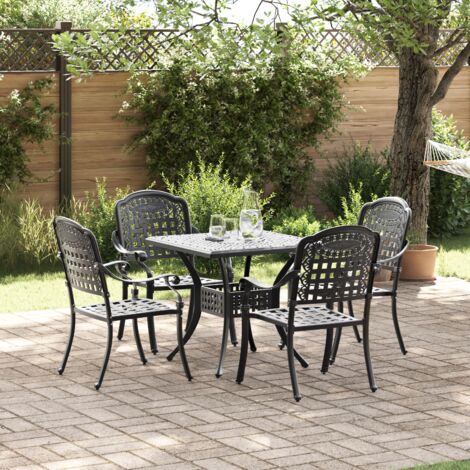 Gartentisch Set 5 pcs Schwarz Gussaluminium vidaXL (1/5)