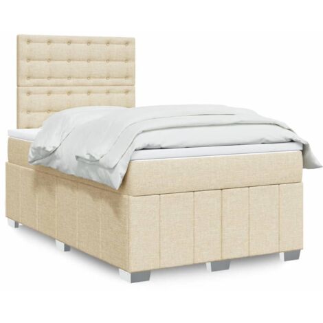 Boxspringbett mit Matratze Creme 120x200 cm Stoff vidaXL (1/5)