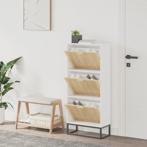 vidaXL Schuhschrank weiß 52x25x120 cm Spanplatte