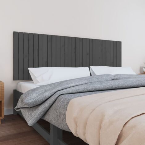 Wand-Kopfteil Grau 185x3x60 cm Massivholz Kiefer vidaXL