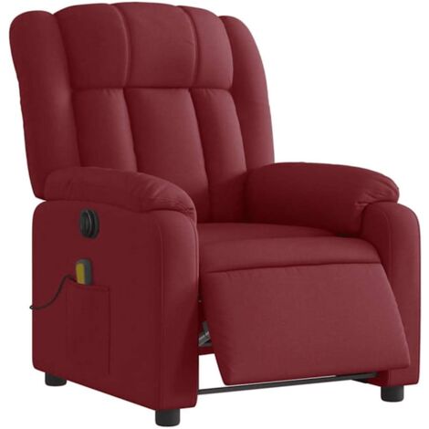 Massagesessel Elektrisch Weinrot Stoff vidaXL240930
