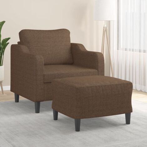 Sessel mit Hocker Braun 60 cm Stoff vidaXL