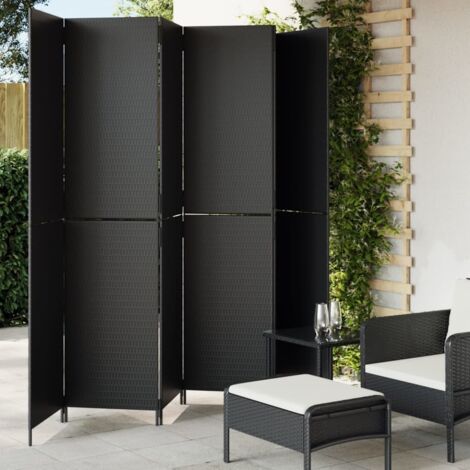 Paravent 6-tlg. Schwarz Poly Rattan vidaXL