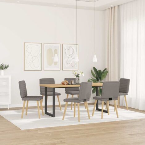 Esszimmerstühle 6 Stk. Taupe Stoff vidaXL (1/5)