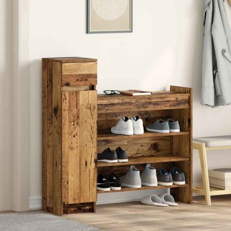 Schuhschrank mit Tür Altholz 100,5 x 28 x 100 cm Holzwerkstoff vidaXL