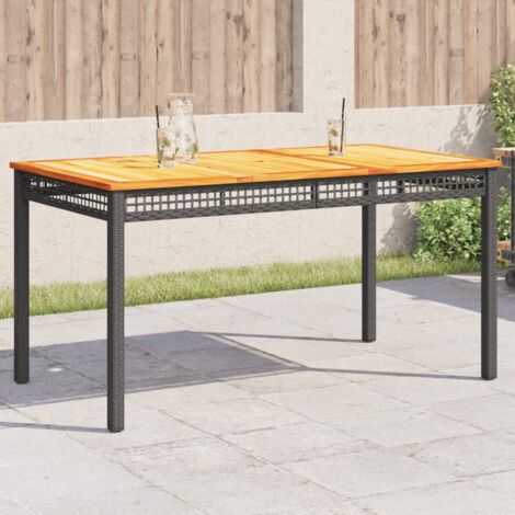 Gartentisch Schwarz 140x80x75 cm Poly Rattan Akazienholz vidaXL421755 (1/5)