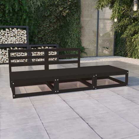 vidaXL 3-tlg. Garten-Lounge-Set Schwarz Massivholz Kiefer