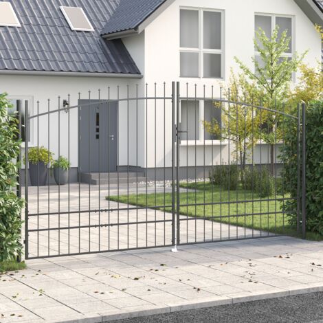 Gartentor mit Schloss Grau 200 x 400 cm Stahl vidaXL