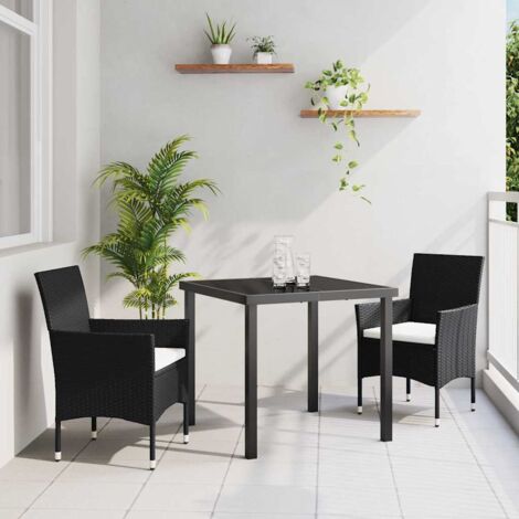 2-teiliges Garten Essstuhl Set Schwarz Poly Rattan vidaXL350128 (1/5)