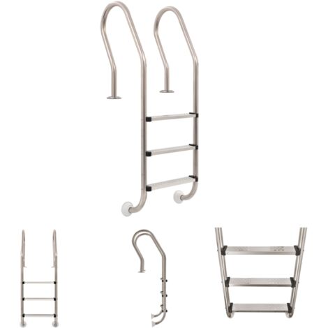 The Living Store Pool-Leiter 3 Stufen 120 cm Edelstahl 304 - Pool-Lleiter, -treppen & -rampen (1/5)
