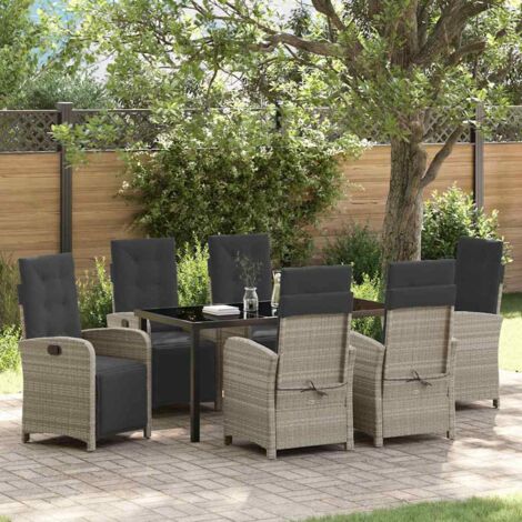 Garten Essgruppe 7 pcs Hellgrau Poly-Rattan vidaXL (1/5)