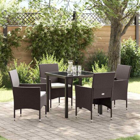 5-teiliges Garten-Essset Braun Poly-Rattan vidaXL422451 (1/5)