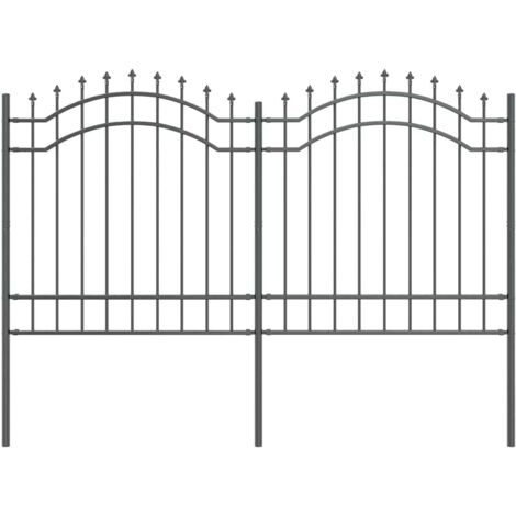 Gartenzaun Grau 165 cm Pulverbeschichteter Stahl vidaXL