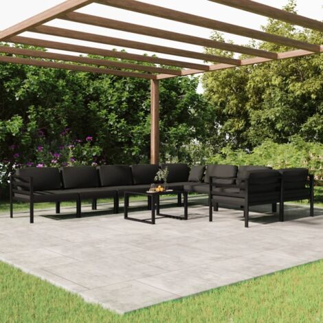 10-tlg. Garten-Lounge-Set mit Kissen Aluminium Anthrazit vidaXL (1/5)