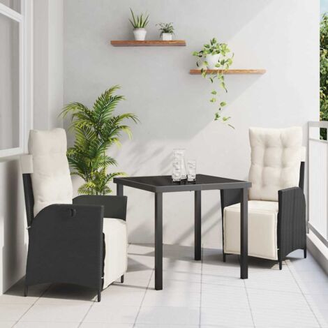 3-teilige Gartentischgruppe Schwarz Poly-Rattan vidaXL672216 (1/5)