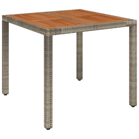 Gartentisch mit Holzplatte Grau 90x90x75 cm Poly Rattan vidaXL (1/5)