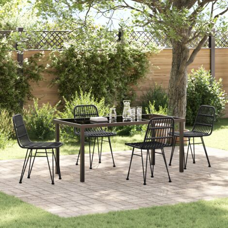 5-teiliges Garten-Esstischset schwarz Poly-Rattan vidaXL407184 (1/5)
