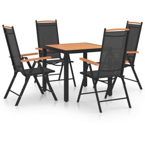 5-tlg. Garten-Essgruppe Aluminium Schwarz vidaXL