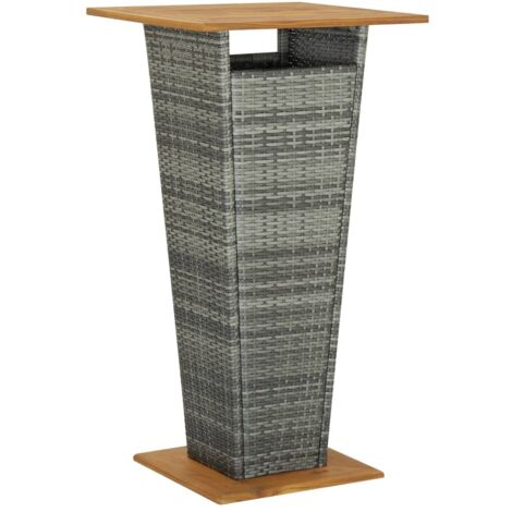 Bartisch Grau 60x60x110 cm Poly Rattan und Massivholz Akazie vidaXL (1/5)
