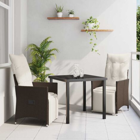 3-teiliges Garten-Ess-Set mit Kissen Braun Poly-Rattan vidaXL789333 (1/5)