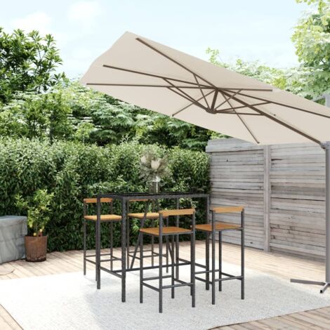 5-tlg. Gartenbar-Set Schwarz Poly Rattan & Massivholz Akazie vidaXL (1/5)