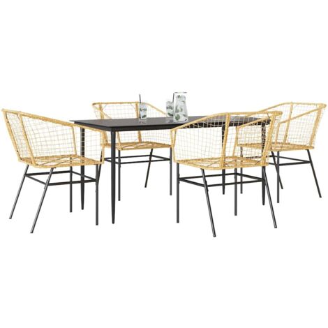 5-teiliges Garten-Esszimmerset Braunes Polyrattanglas vidaXL (1/5)
