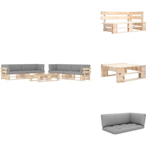 6-tlg. Paletten-Lounge-Set mit Kissen Imprägniertes Kiefernholz - Gartenlounge - Lounge Set - Rattan Möbel - Holz Lounge Set - Esstisch (1/5)