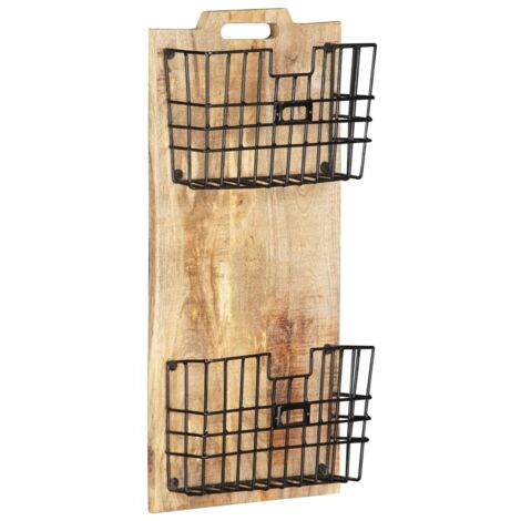 Wand-Zeitungsständer 33×10×67 cm Raues Massivholz Mango vidaXL (1/5)