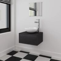 4-tlg. Badmöbel-Set mit Waschbecken und Wasserhahn Schwarz vidaXL