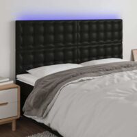 LED Kopfteil Schwarz 200x5x118/128 cm Kunstleder vidaXL