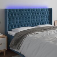 LED Kopfteil Dunkelblau 203x16x118/128 cm Samt vidaXL