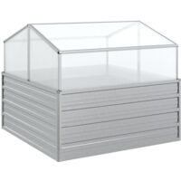 Garten-Hochbeet mit Gewächshaus 100x100x85 cm Silber vidaXL