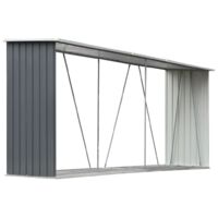 Brennholzlager Abdeckung aus verzinktem Stahl 330x84x152 cm Grau