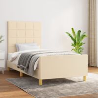 Bettgestell ohne Matratze Creme 100x200 cm Stoff vidaXL