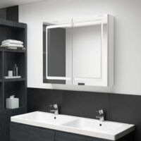LED-Spiegelschrank fürs Bad Glänzend Weiß 80x12x68 cm vidaXL