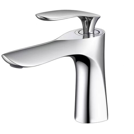Grifo de baño monomando, mezclador, agua caliente y fría regulable, color plata.