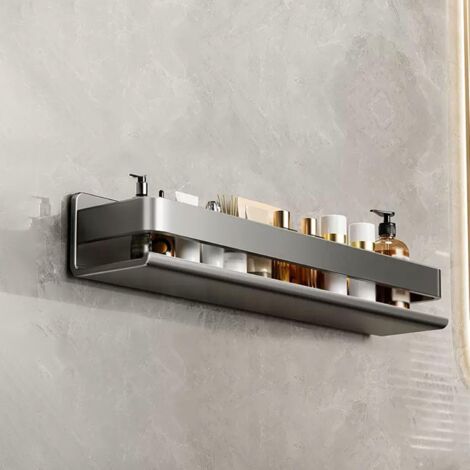 Estantería de pared de acero inoxidable para baño y ducha (Color: Gris, Tamaño: 50 cm) (1/5)