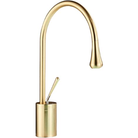 Grifo de baño, grifo de lavabo de oro cepillado, agua fría y caliente disponible, estilo corto (1/5)
