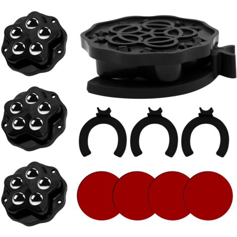 Juego de 4 pequeñas ruedas giratorias con rodamientos de bolas, ruedas autoadhesivas para muebles, ruedas giratorias de 360° (negras)