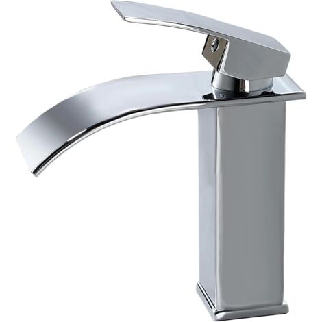 Grifo de baño con agua fría y caliente, altura del caño 107 mm, conexión cromada G 3/8. (1/5)