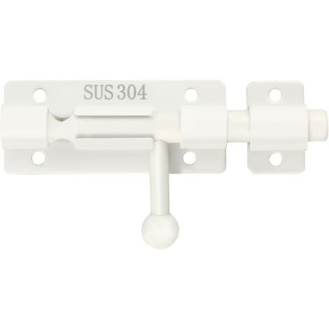 Juego de 2 cerraduras deslizantes de 10 cm (4 pulgadas), pestillo de puerta de acero inoxidable, cerrojo deslizante, cilindro blanco.