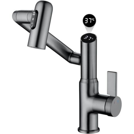 Grifo de baño con control inteligente de temperatura, grifo de baño monomando, grifo de cocina (gris plomo) (1/5)