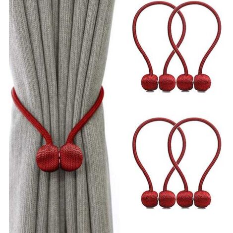 Correas magnéticas para cortinas con hebilla, presilla para casco, longitud total 48 cm (rojo) (1/5)